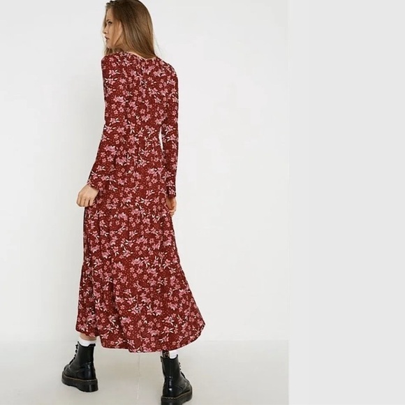 FREE PEOPLE Tiers Of Joy Plum Floral Print Maxi Size: XS Color: Plum - Picture 12 of 13